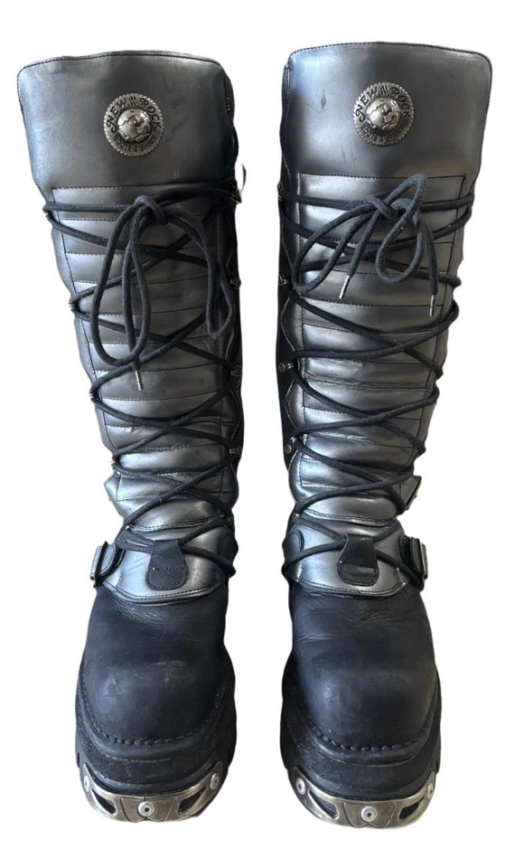NEW ROCK Reactor HIGH BOOT METALLIC M-272-VC1 Goth Rave UK 42 US 10W Steampunk - Image 2 of 4