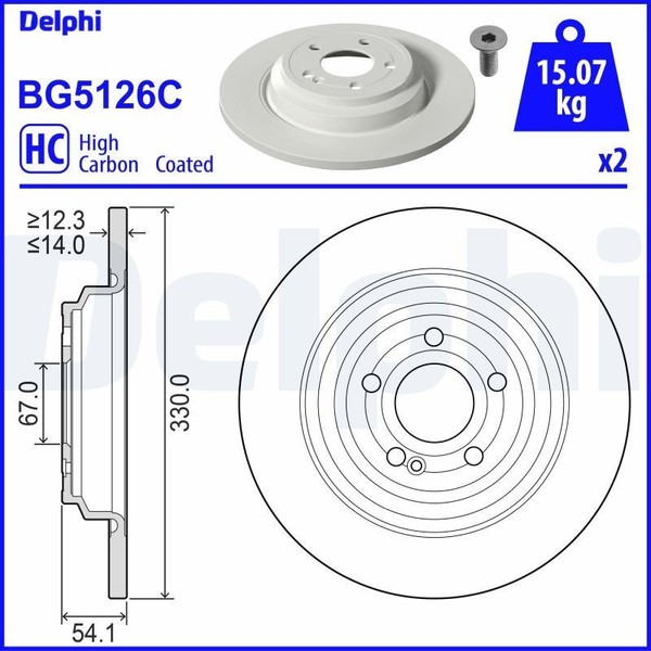 2X Delphi Bremsscheibe BG5126C FüR MERCEDES-BENZ-image