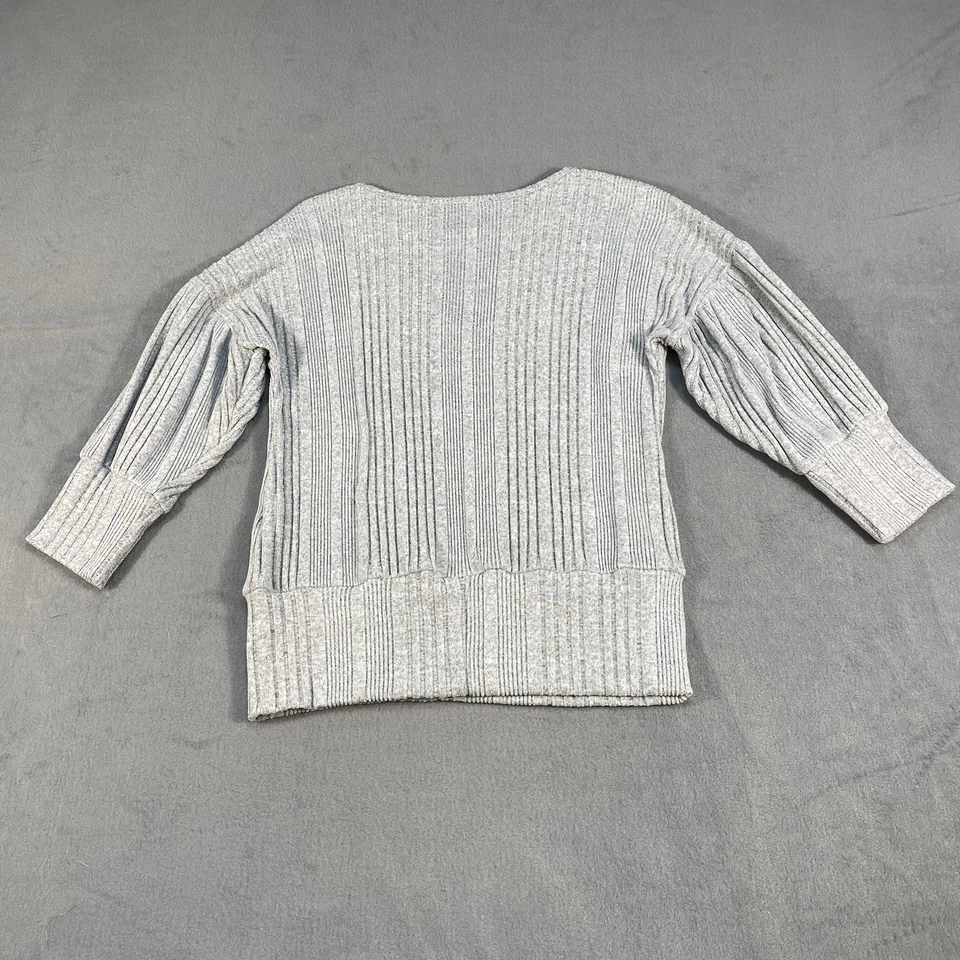 Женский кружевной серый свитер Adrienne Vittadini, 3/4 пухлые рукава с манжетами, размер S - Изображение 3 из 4