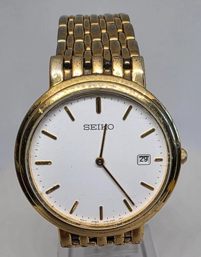 Seiko Vintage Gold Tone Quartz Watch (V739-0A59), Working