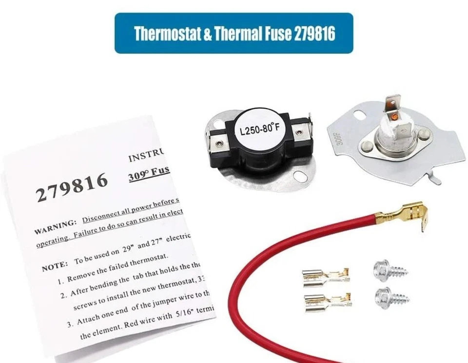 **NEW** 279838 Whirlpool, Kenmore Dryer Heating Element & 279816 Thermostat Kit - Image 3 of 4