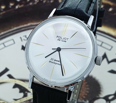 Vintage USSR Watch Poljot De Luxe ULTRA SLIM Dress Mechanical Wristwatch 2209