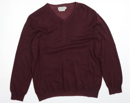 TU Mens Purple V-Neck Cotton Pullover Jumper Size L - Picture 1 of 12