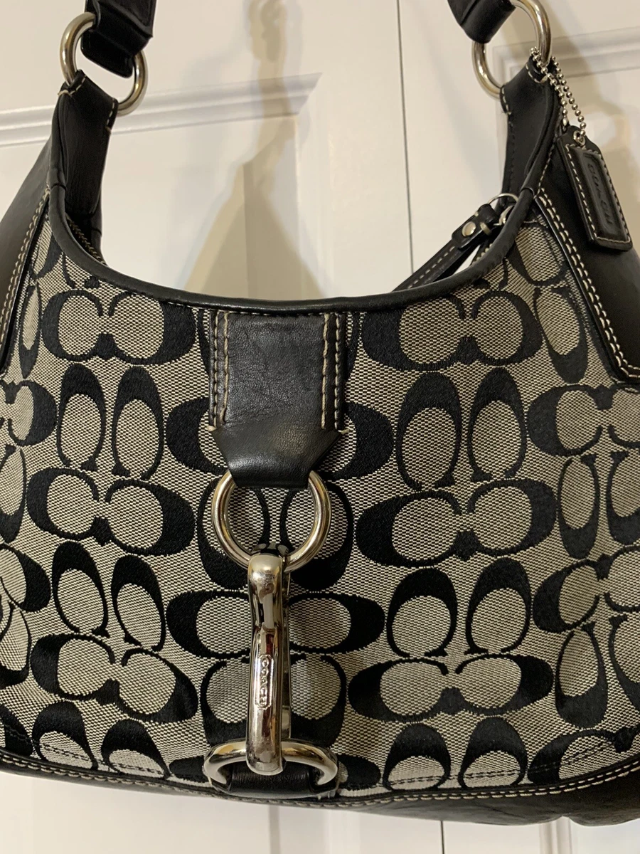 Gray and shop black coach purse