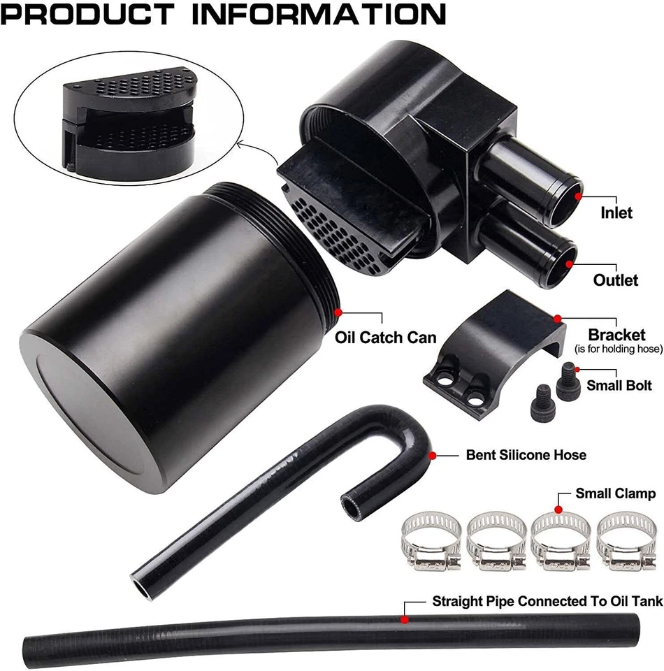 Oil Catch Can Tank For BMW N54 335i 135i E90 E92 E82 2006-2010 Reservior Black - Изображение 2 из 4