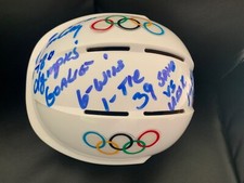 JIM CRAIG HAND SIGNED USA OLYMPIC HOCKEY MINI-HELMET+JSA    RARE 6 INSCRIPTIONS