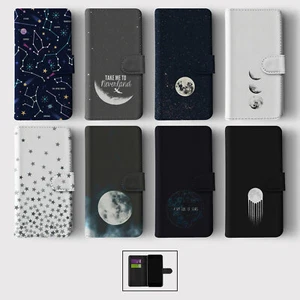 Cas pour Iphone 17 16 15 14 13 Pro Max Wallet Flip Couverture de téléphone Pleine Lune étoiles