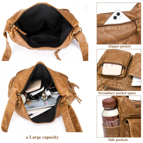 Womens Vintage Soft Leather Shoulder Bag Purse Lady Messenger Crossbody Bag - Bild 44 von 50