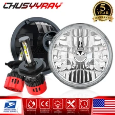 7 Inch led GLASS Headlight Round, ORIGINAL CLASSIC LOOK Conversion Chrome pair