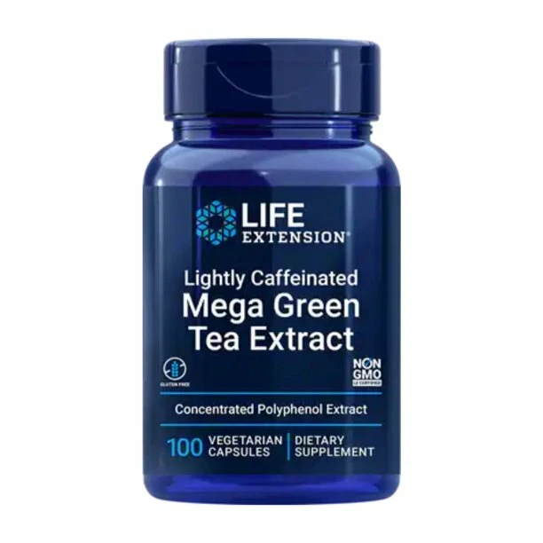 PACK de 4 cápsulas vegetales Life Extension mega extracto de té verde ligeramente con cafeína Foto 2 de 4