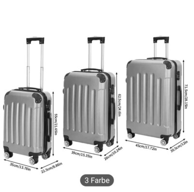 3-teiliges Kofferset, Hartschalenkofferset aus ABS, Trolley