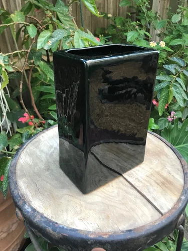 Frankoma Oriental Pillow Vase Black #63 Early Ada Clay