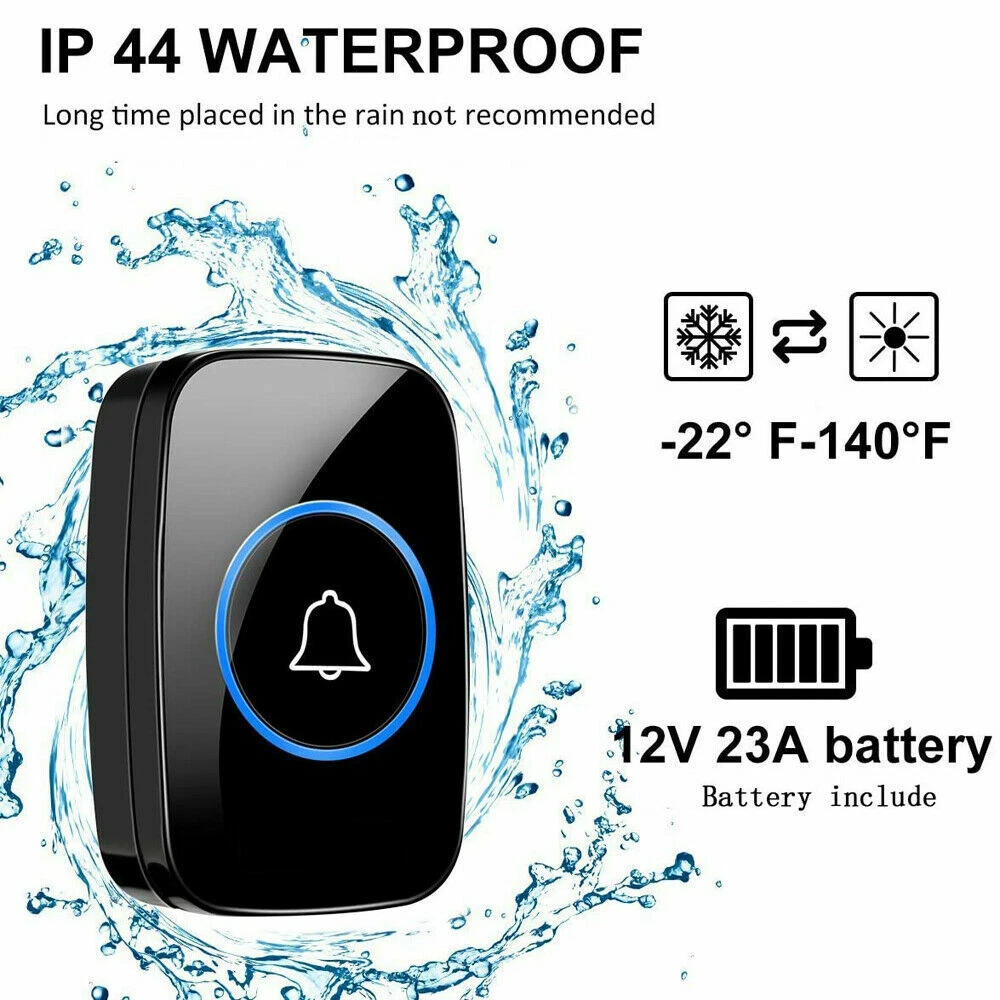 Wireless Doorbell Waterproof Door Bell Kit Home House Ring Bell 1000FT Kit Wireless Doorbell Waterproof Door Bell Kit Home House Ring Bell 1000FT Kit