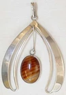 Vintage modernist silver sterling 925 kinetic pendant w/carnelian 16 gr. Israel