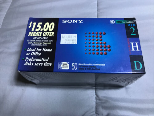 Sony IBM Formatted MFD 2HD Micro Floppy Disk 50 Pk 3.5 Diskettes NEW sealed  box 27242210141 | eBay