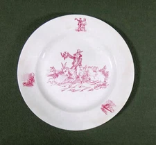 antique MULBERRY pink TRANSFERWARE CHILDS PLATE pottery MAX ROESLER RMR BAVARIA