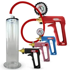 LeLuv MAXI Penis Pump with Premium Hose, 9" or 12" Length WIDE Flange Cylinder