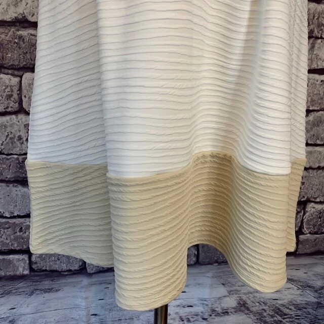 OFF WHITE Abito Cremieux bianco sporco e marrone aderente e svasato taglia M