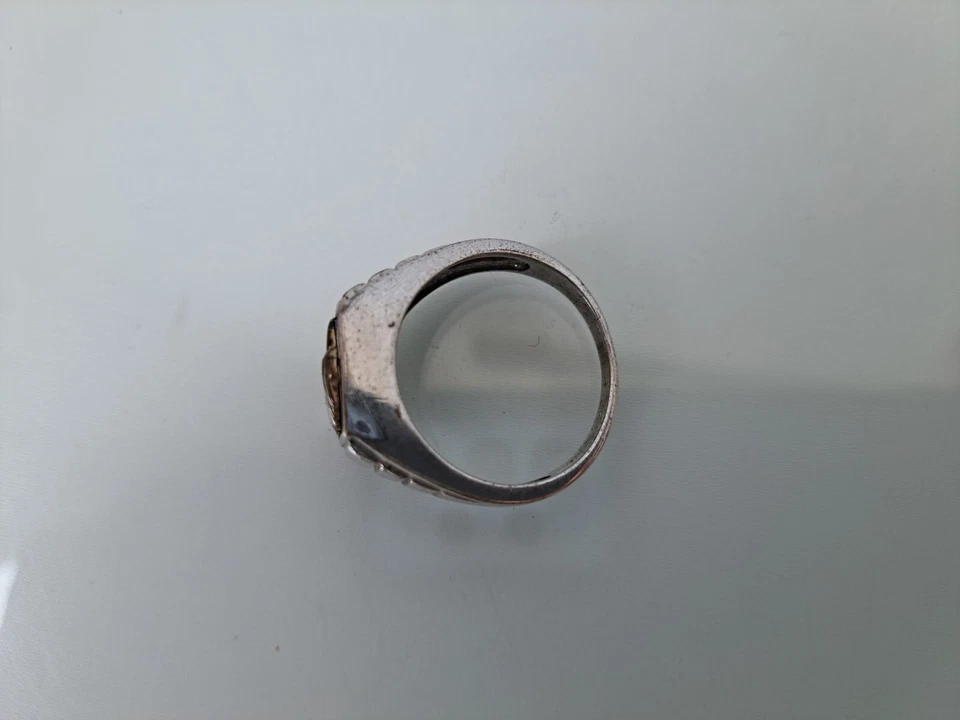 Hermoso Anillo De Vejez, 925 Plata Con Ónix, Talla 68, Ave (Águila) - Imagen 4 de 4