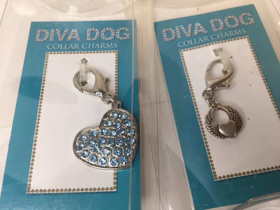 Lot Of 3 Diva Dog  Dog Collar Charms New Rhinestone Star And Heart + Heart - Image 3 of 4