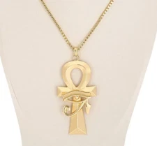 Fashion Jewelry ANKH Egyptian Pendant Cross Necklace Gold Color Hip Hop 74-1