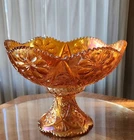IMPERIAL Marigold Carnival Glass LA ROCHELLE 474 Iridescent PUNCH BOWL & STAND