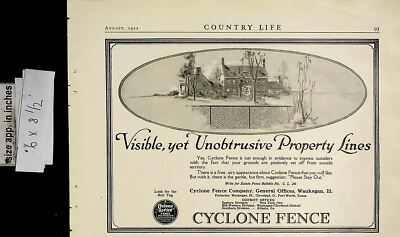 1922 Cyclone Fence Visible Lines Home Vintage Print Ad 6452