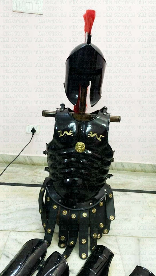 300 King Casco Espartano Con Armadura Muscular Chaqueta Pierna y Escudo Redondo Disfraz Regalo Foto 3 de 4