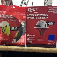 Milwaukee Full Brim Vented Safety Helmet Blue Color comes with a free Bolt Shade