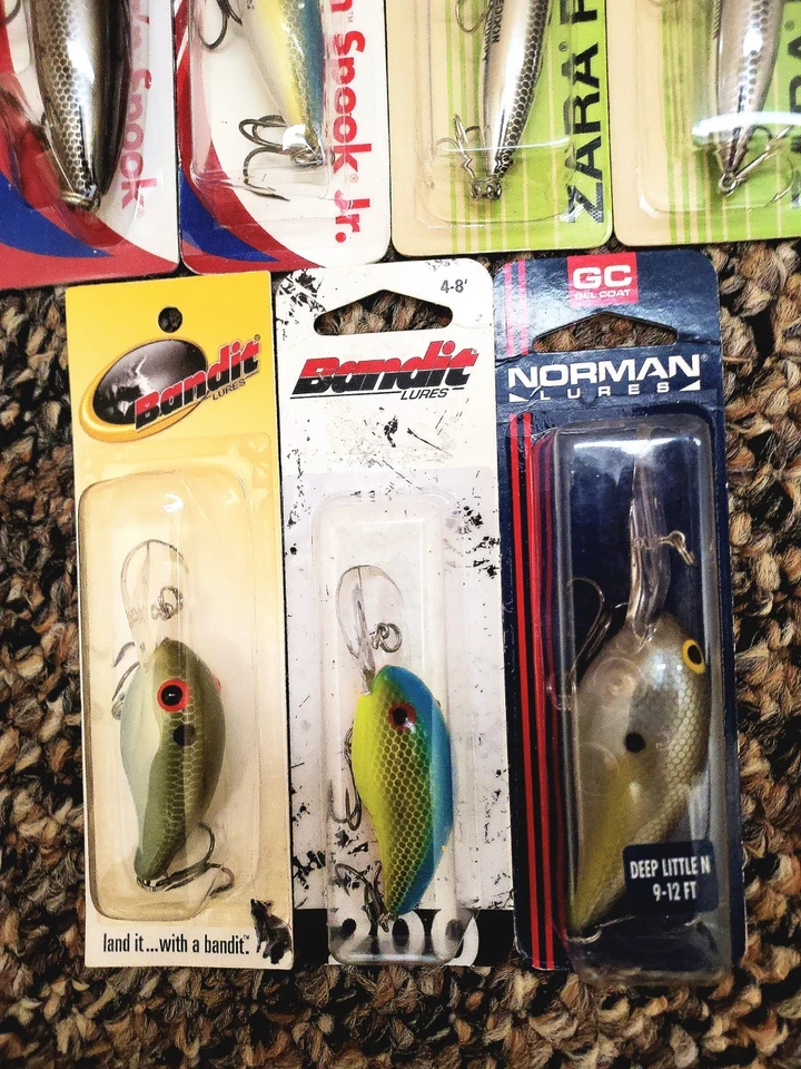 (7) Lote de señuelos de pesca Bandit Heddon Chug'n Spook Zara Puppy Norman Deep Little N Foto 4 de 4