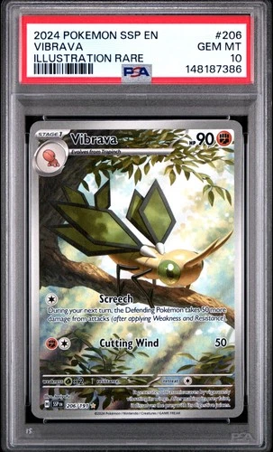 2024 POKEMON SSP EN-SURGING SPARKS ILLUSTRATION RARE #206 VIBRAVA PSA 10