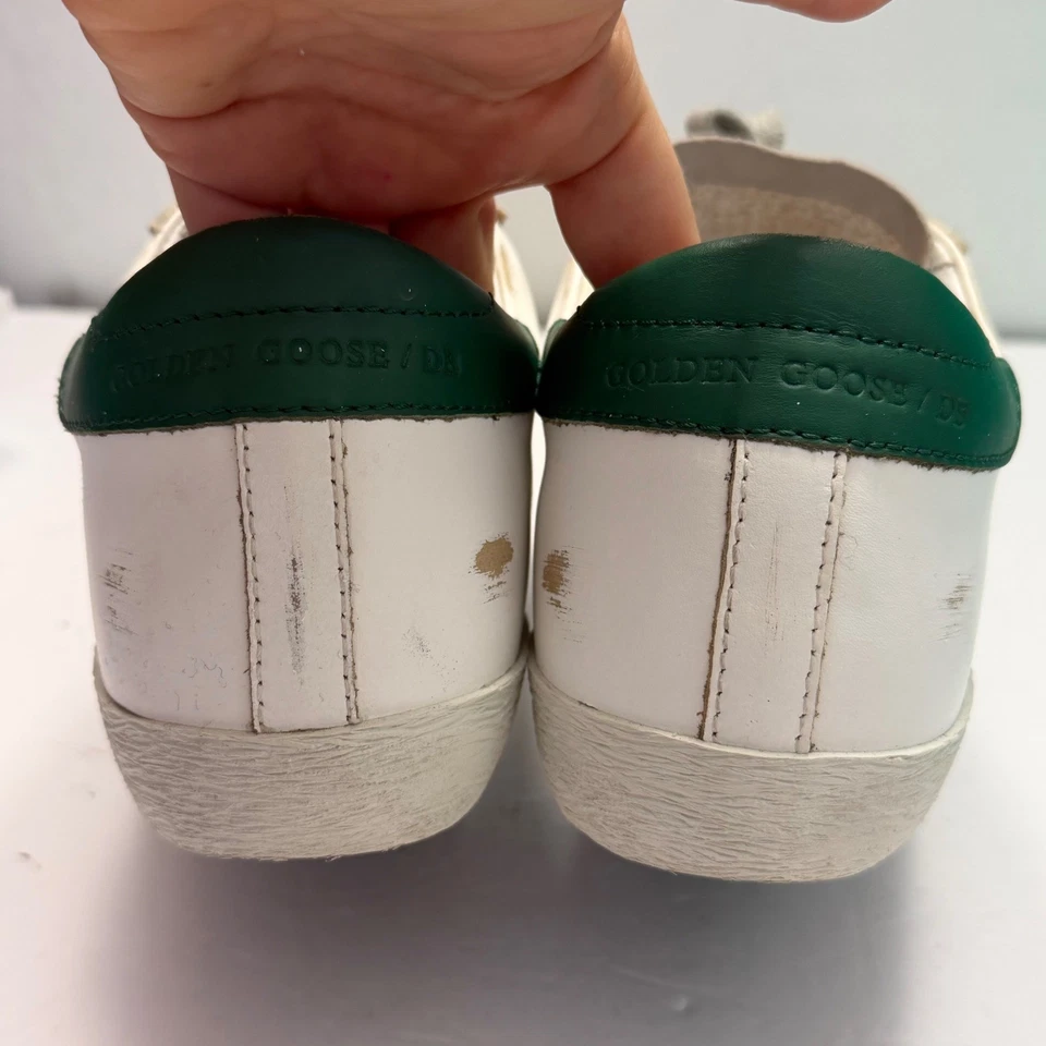 Golden Goose Superstar Women White Green Leather Suede Star Sneakers Size 38 - Image 4 of 4