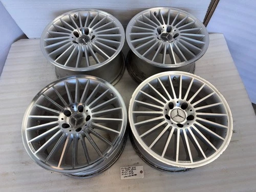 03-12 MERCEDES R230 SL500 SL55 AMG OEM 18" 22 SPOKE WHEELS RIMS 18X9.5 18X8.5