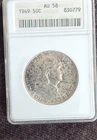 1949 Franklin Half Dollar 50C ANACS AU58 Philadelphia Silver Coin