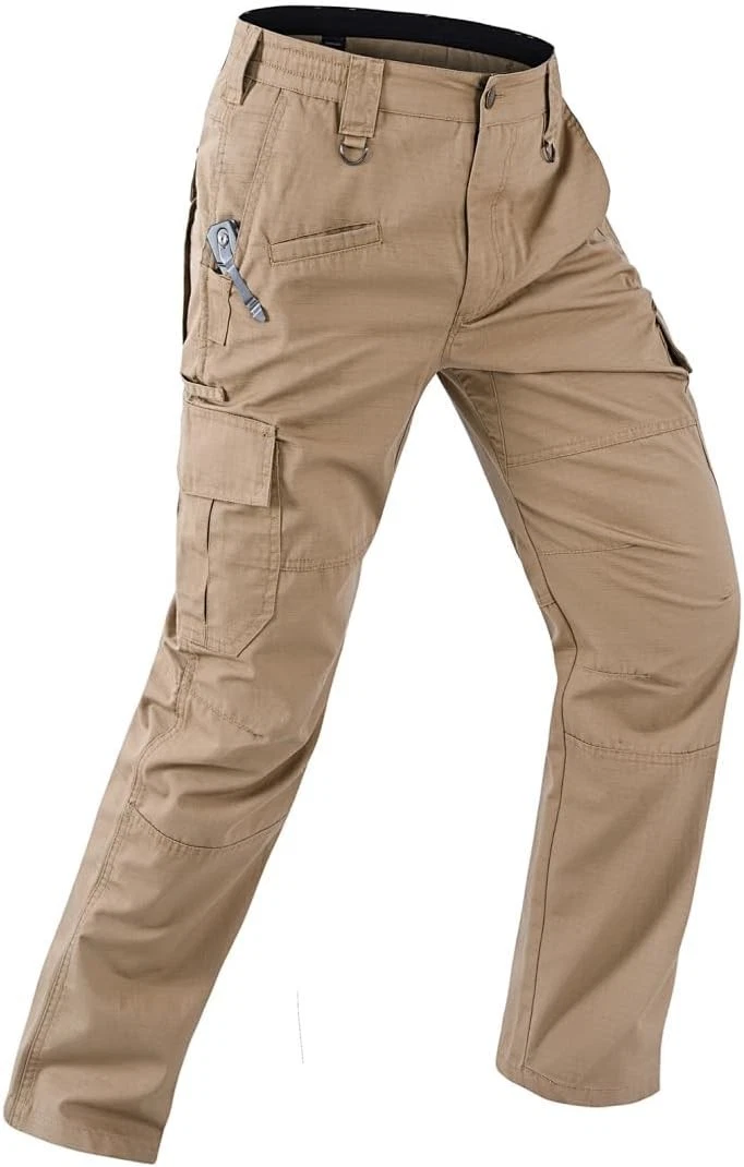 Mens Work Pants Water Resistant Elastic Waist Outdoor Breathable