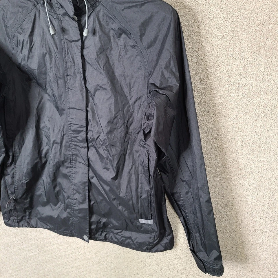 Jaqueta Sierra Branca Feminina S Preta Embalável Chuva Com Capuz Leve Zíper Completo - Imagem 3 de 4