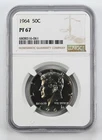 Certified 1964 Kennedy Half Dollar NGC PF67 Proof Silver 50c