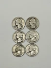 LOT OF 6 - 1948 Washington Quarters - Circulated 25c coins - 90% Silver
