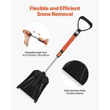 Snow Shovel and Snow Brush 42 in Extendable Snows Broom Ice Scraper with 180°