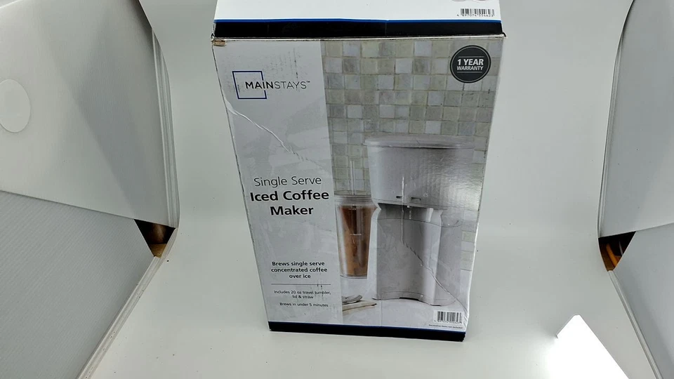 Cafetera helada de una sola porción Mainstays, plateada suave Foto 2 de 3