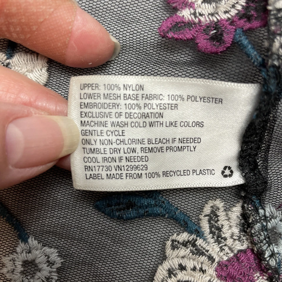 Plumero de encaje transparente Kimono para mujer S negro floral bordado malla Boho Fairy Foto 4 de 4