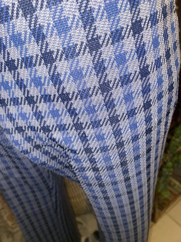 Pantalones de hombre vintage años 70’s Kings Road azul a cuadros talla 32 Foto 4 de 4