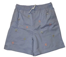 Janie And Jack Boys Size 16 Blue Turtle Ukulele Hibiscus Embroidered Swim Trunks