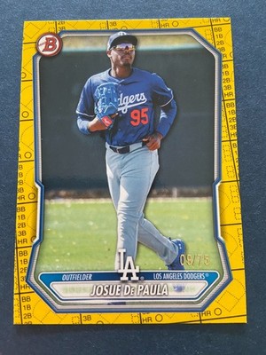 Josue De Paula #d /75 - 2026 Bowman Yellow Pattern paper parallel #BP-83 Dodgers