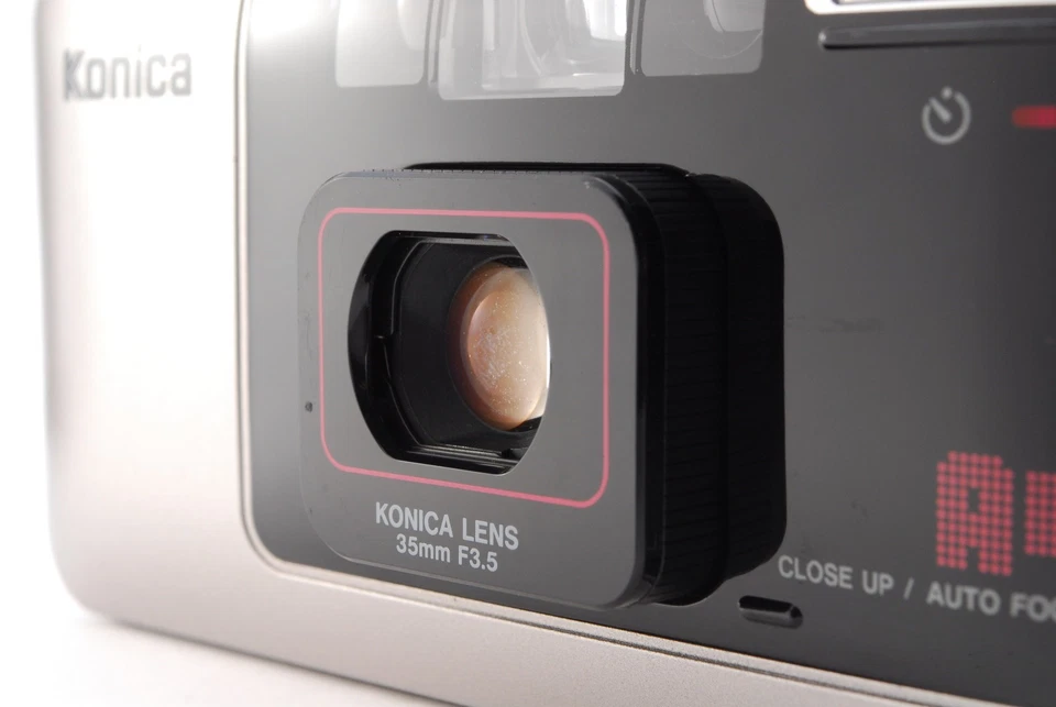 [COMO NUEVA] Cámara fotográfica Konica Big Mini A4 plateada apuntar y disparar 35 mm de JAPÓN Foto 3 de 4