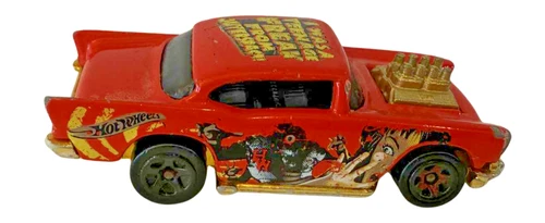 Hot Wheels 1957 Chevy Bel Air Red Malaysia Base Vintage Diecast Car Mattel Loose