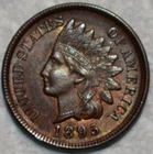 AU-UNC 1895 Indian Head Cent, Highly Lustrous w/ Hints of Original Red.