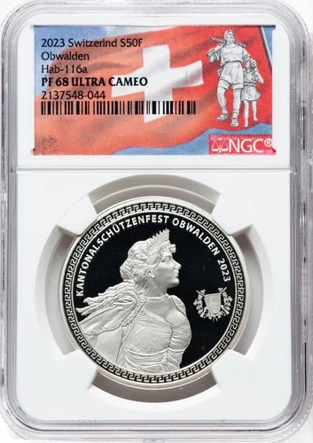 Switzerland 2023 50 Francs Obwalden Shooting Festival NGC PF 68 Ultra Cameo