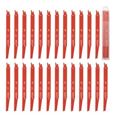 Uimoso 25-Pack Bi-Metal Reciprocating Saw Blades, 6/12 TPI for Wood with Nails
