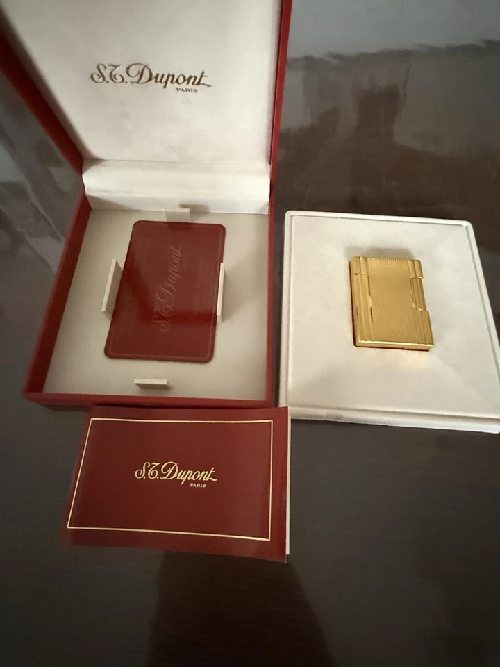 ANCIEN Briquet S.T. Dupont - Avec papiers ,. Dorure Très Bon Etat - Imagen 2 de 4